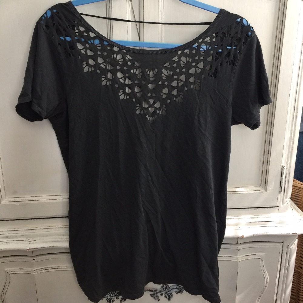 Dark Gray Open Back Shirt